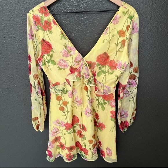 NWT Revolve x BB Dakota Botanical Bae Dress in Yellow Iris | Size 8 - Picture 5 of 12